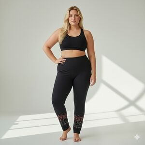 Penningtons Activezone Black Yoga Leggings High Rise Size 1X Workout Gym